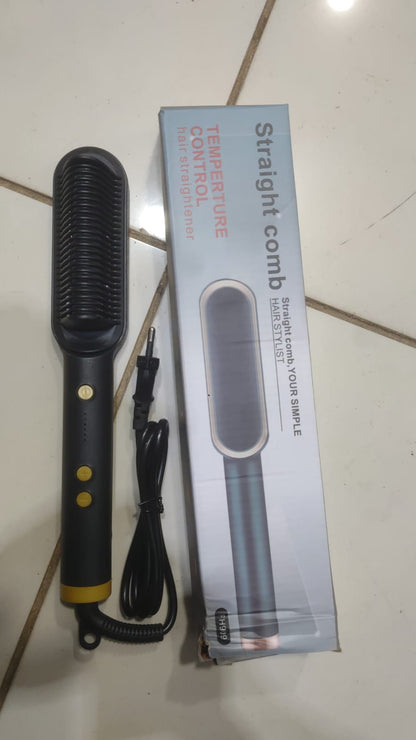 909 Hair Straightening Brush | Electric 2‑in‑1 Straightener & Curler | Heating Styling Comb | Quick 3‑Minute Styling
