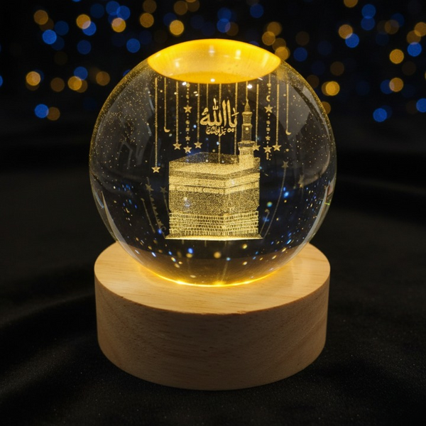 Crystal Ball 3D Khana Kaba Shape Night Lamp