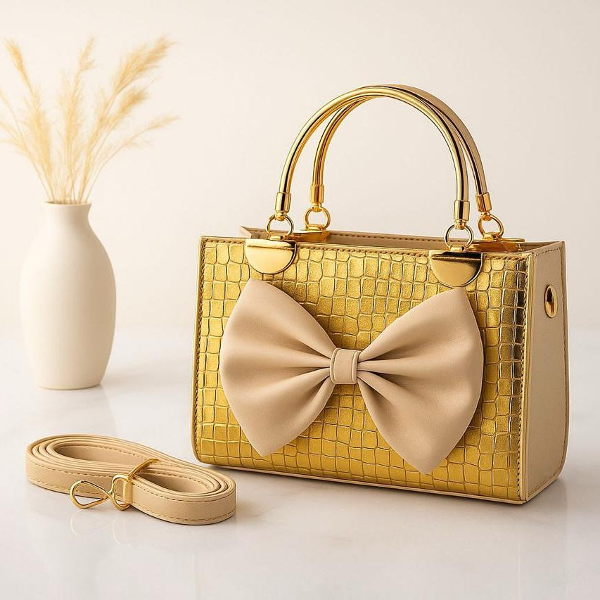 Crocodile Bow Handbag Elegant Stylish