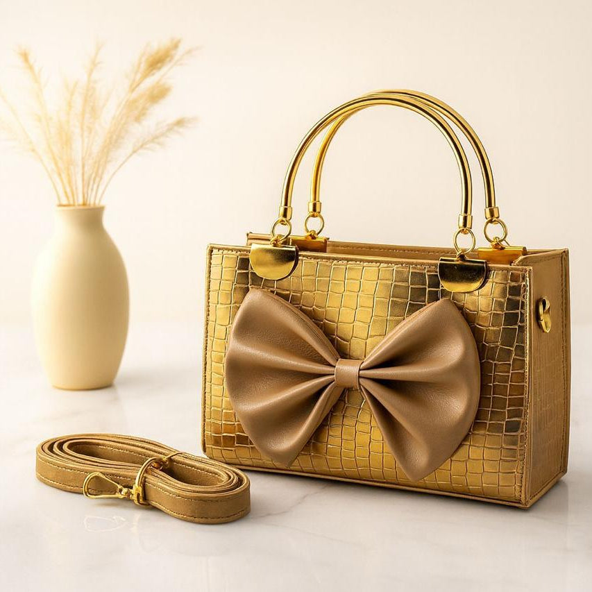 Crocodile Bow Handbag Elegant Stylish