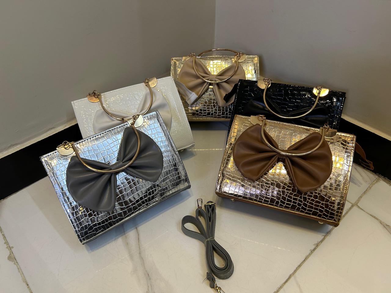 Crocodile Bow Handbag Elegant Stylish