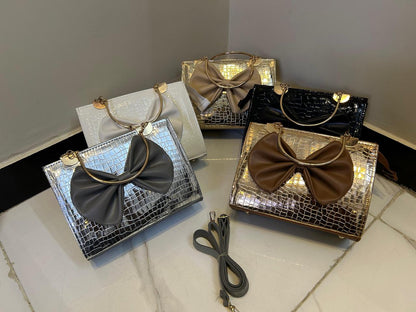 Crocodile Bow Handbag Elegant Stylish