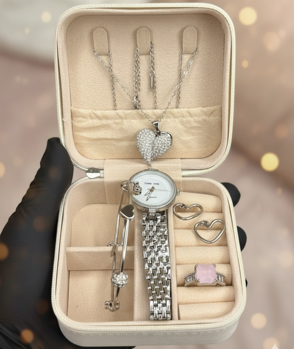 Elegant Heart & Stone 5-Piece Women’s Jewelry Gift Set