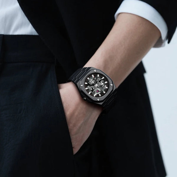 Premium Black Stainless Steel Waterproof Men’s Watch