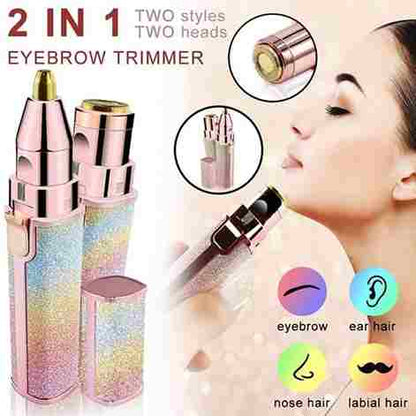 2-in-1 Rechargeable Electric Eyebrow & Hair Remover Trimmer with LED