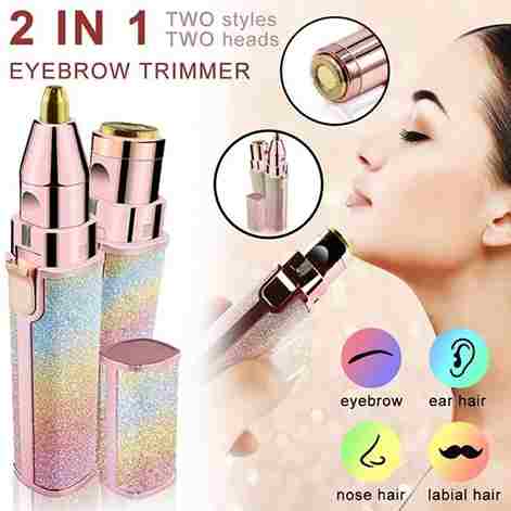 2-in-1 Rechargeable Electric Eyebrow & Hair Remover Trimmer with LED