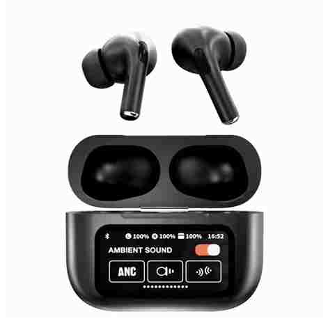 A9 Pro Wireless Earbuds with ANC, LED Display, Built-in Screen & Clear Sound