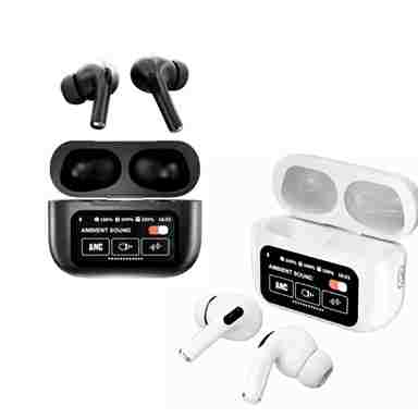 A9 Pro Wireless Earbuds with ANC, LED Display, Built-in Screen & Clear Sound