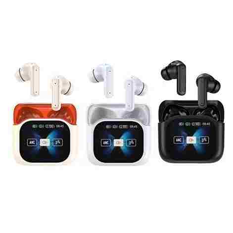 A9 Pro Wireless Earbuds with ANC, LED Display, Built-in Screen & Clear Sound